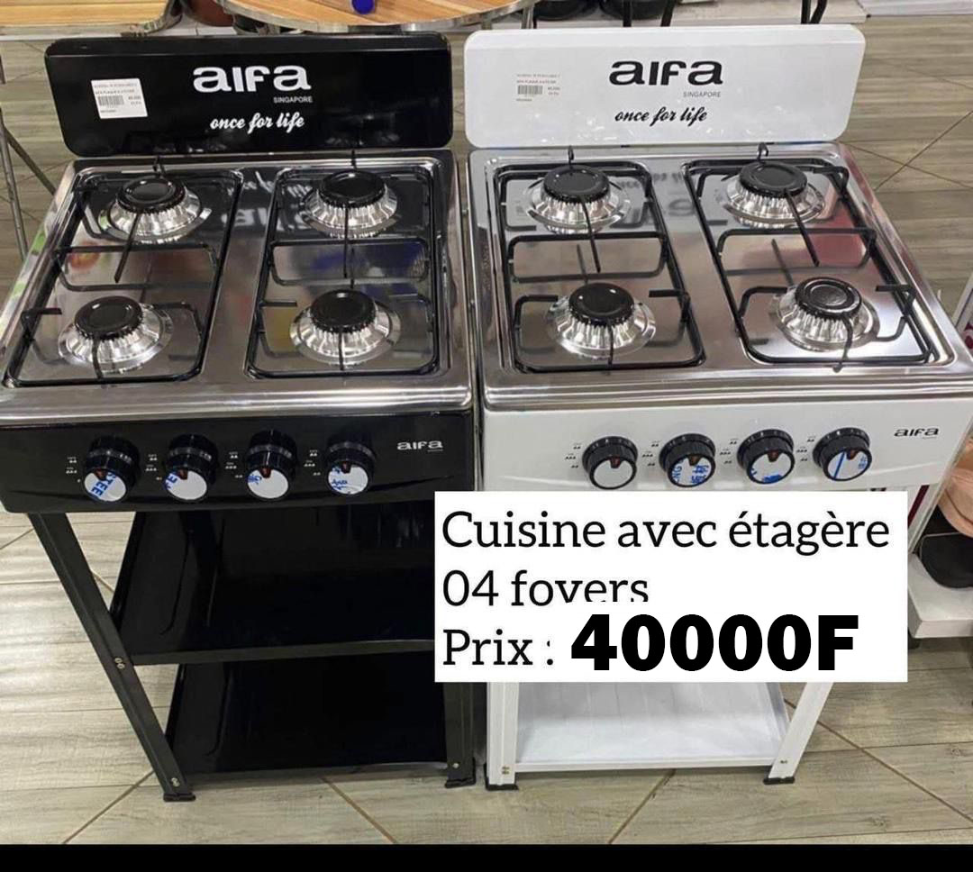 Cuisinière à Gaz ALFA 4 Foyers avec Étagère Intégrée